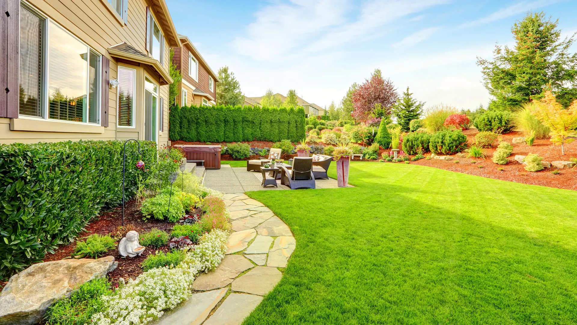a nicely landscaped lawn